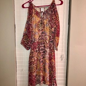 Almost Famous Printed Chiffon Dress, Medium